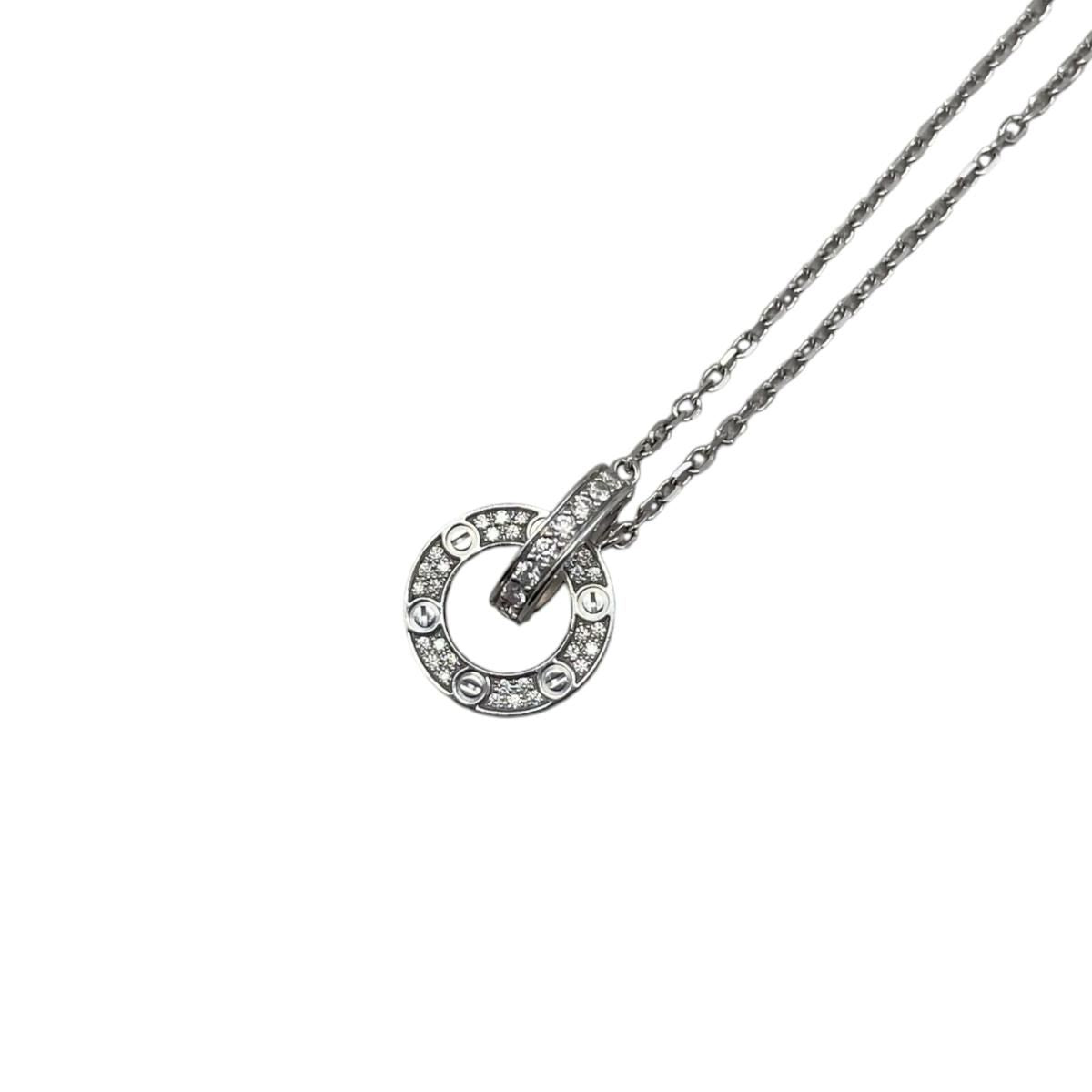 Cartier Necklace Love Semi Pave White Gold Diamond Half Paved
