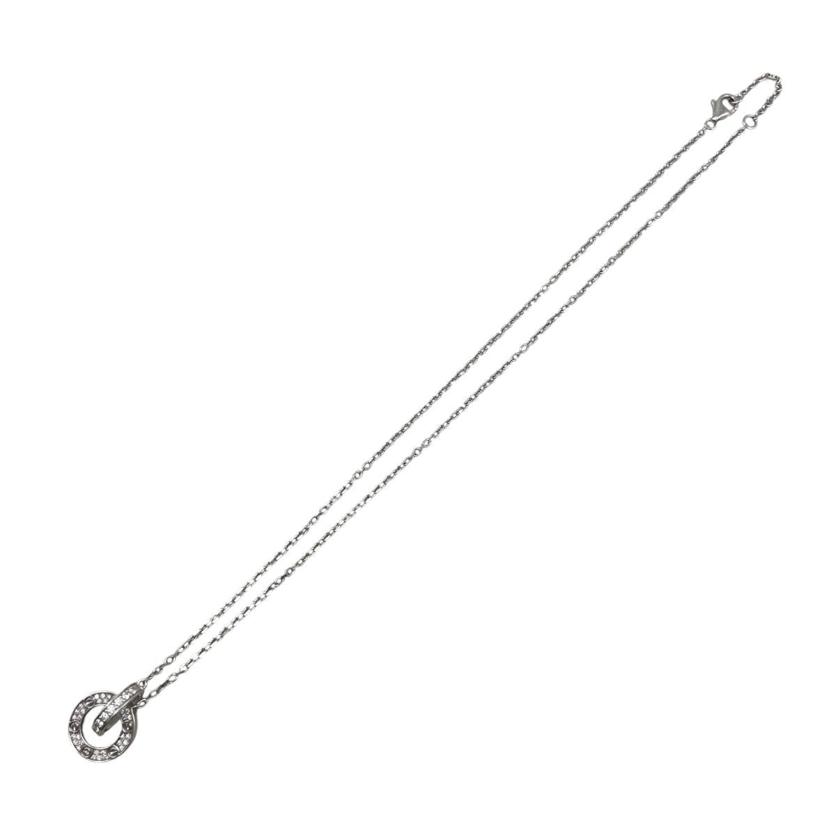 Cartier Necklace Love Semi Pave White Gold Diamond Half Paved — view 3