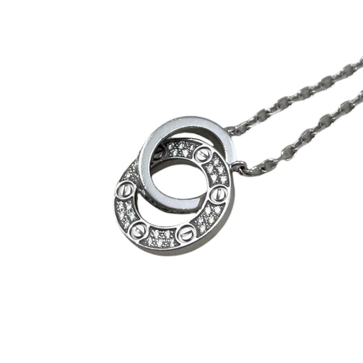 Cartier Necklace Love Semi Pave White Gold Diamond Half Paved — view 4