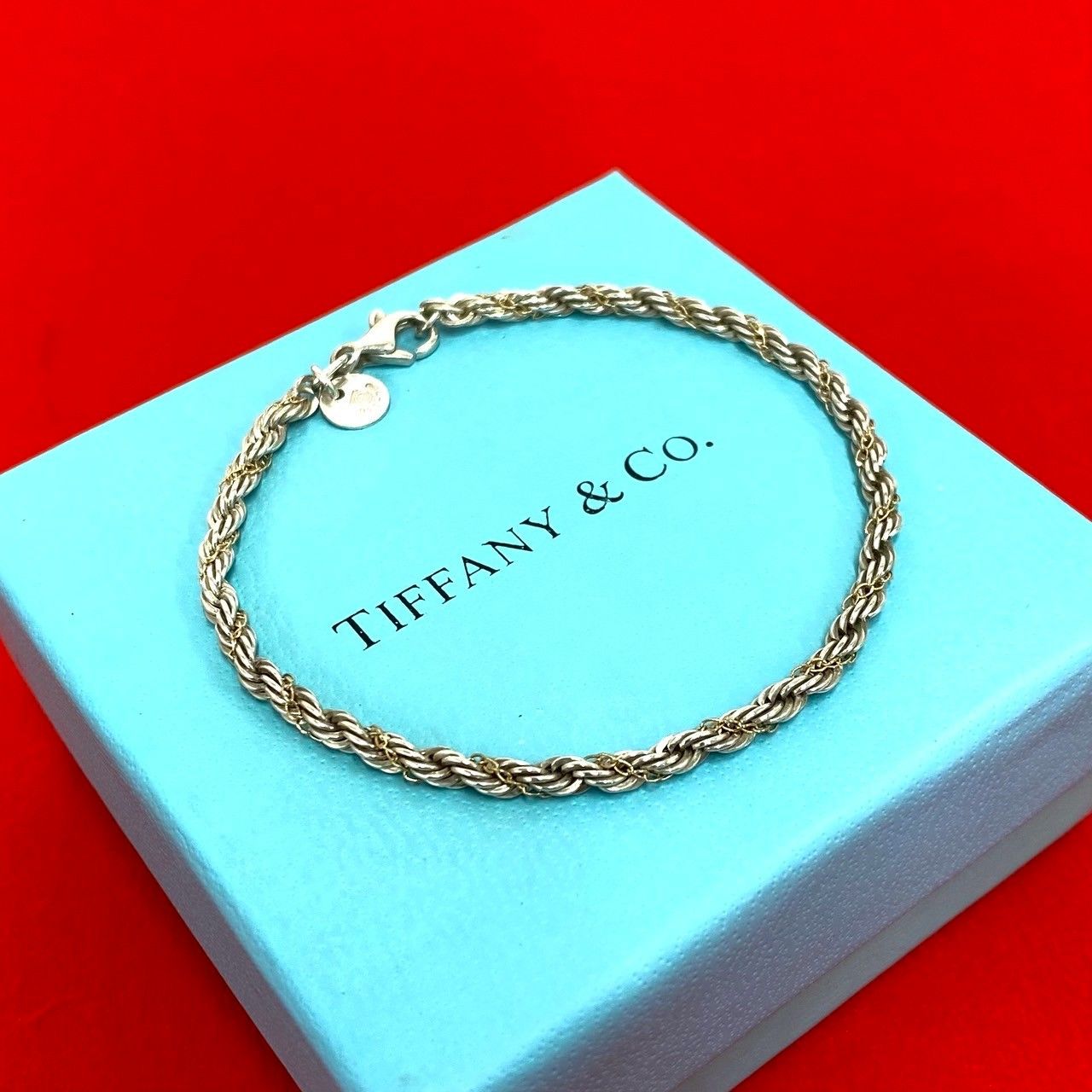 Tiffany & Co Twist Loop 925 Sterling Silver Gold Bracelet