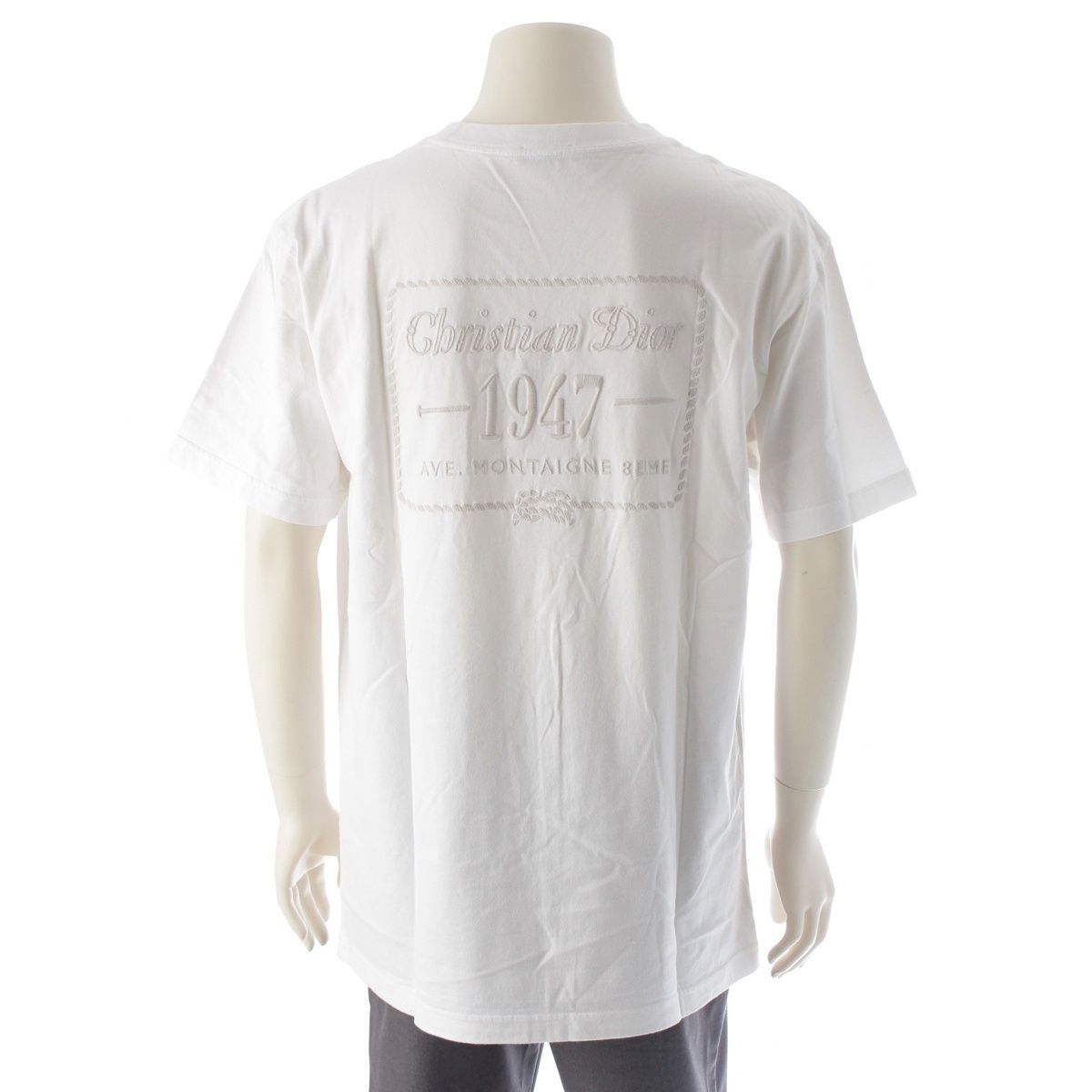 Dior Cotton Logo Embroidery T-Shirt Short Sleeve Top White — view 4