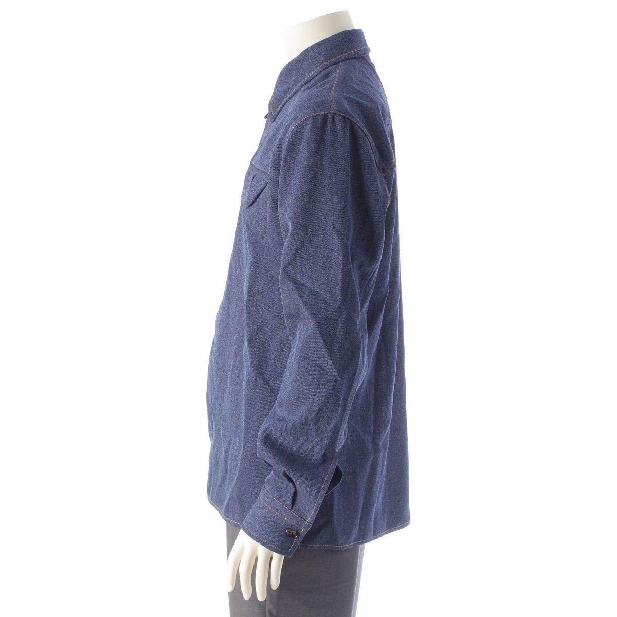 Bottega Veneta Wool Twill Denim Hiyo Long Sleeve Shirt Top Indigo 46 — view 3