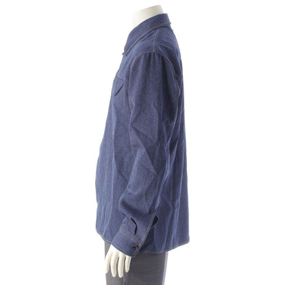 Bottega Veneta Wool Twill Denim Hiyo Long Sleeve Shirt Top Indigo 46 — view 3