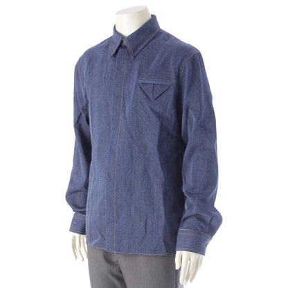 Bottega Veneta Wool Twill Denim Hiyo Long Sleeve Shirt Top Indigo 46 — view 2