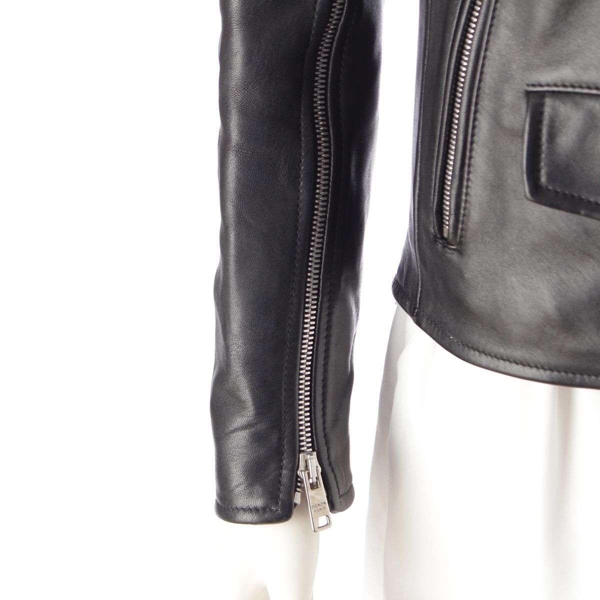Prada Nappa Leather Triangle Patch Rider's Jacket Black 38 — view 6