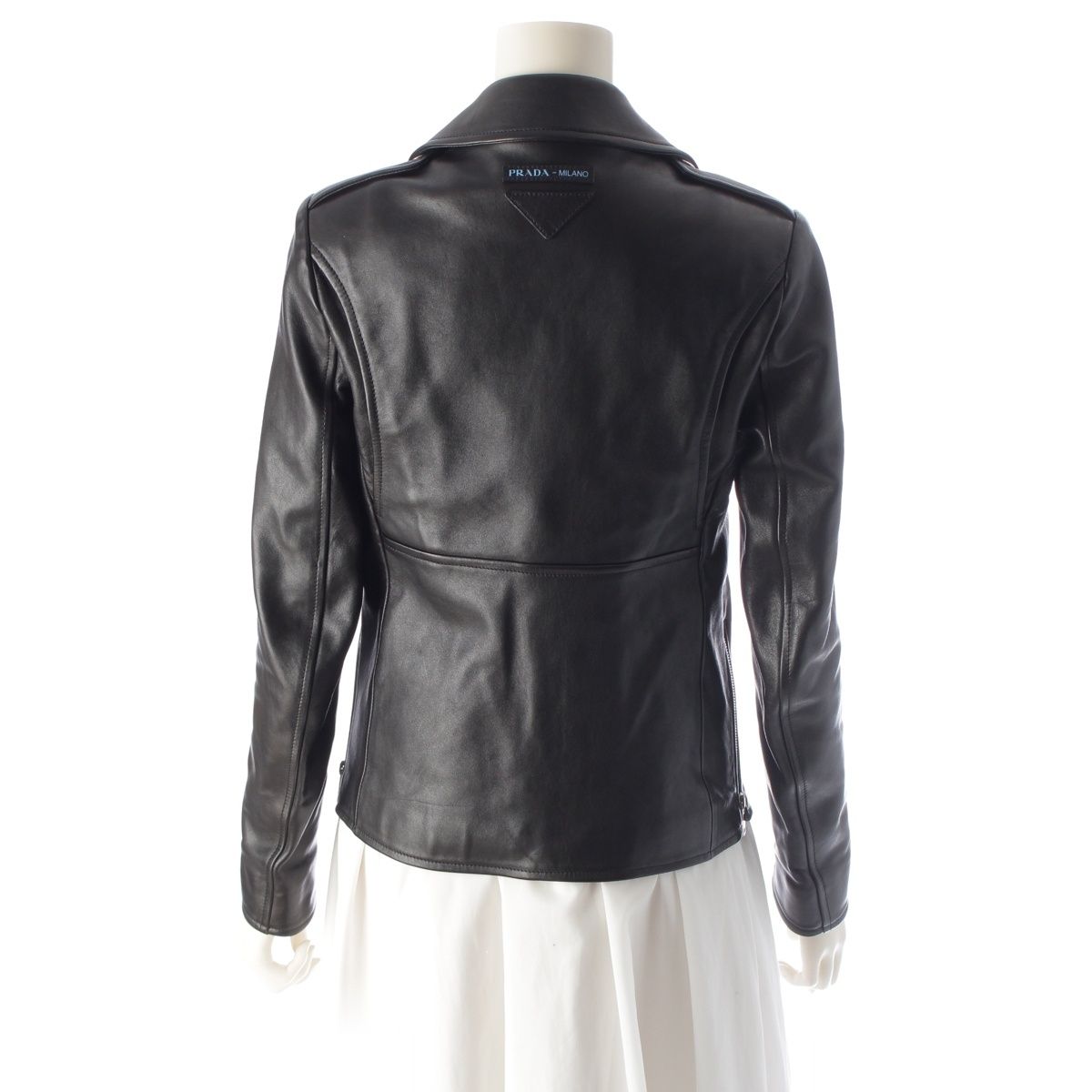 Prada Nappa Leather Triangle Patch Rider's Jacket Black 38 — view 4