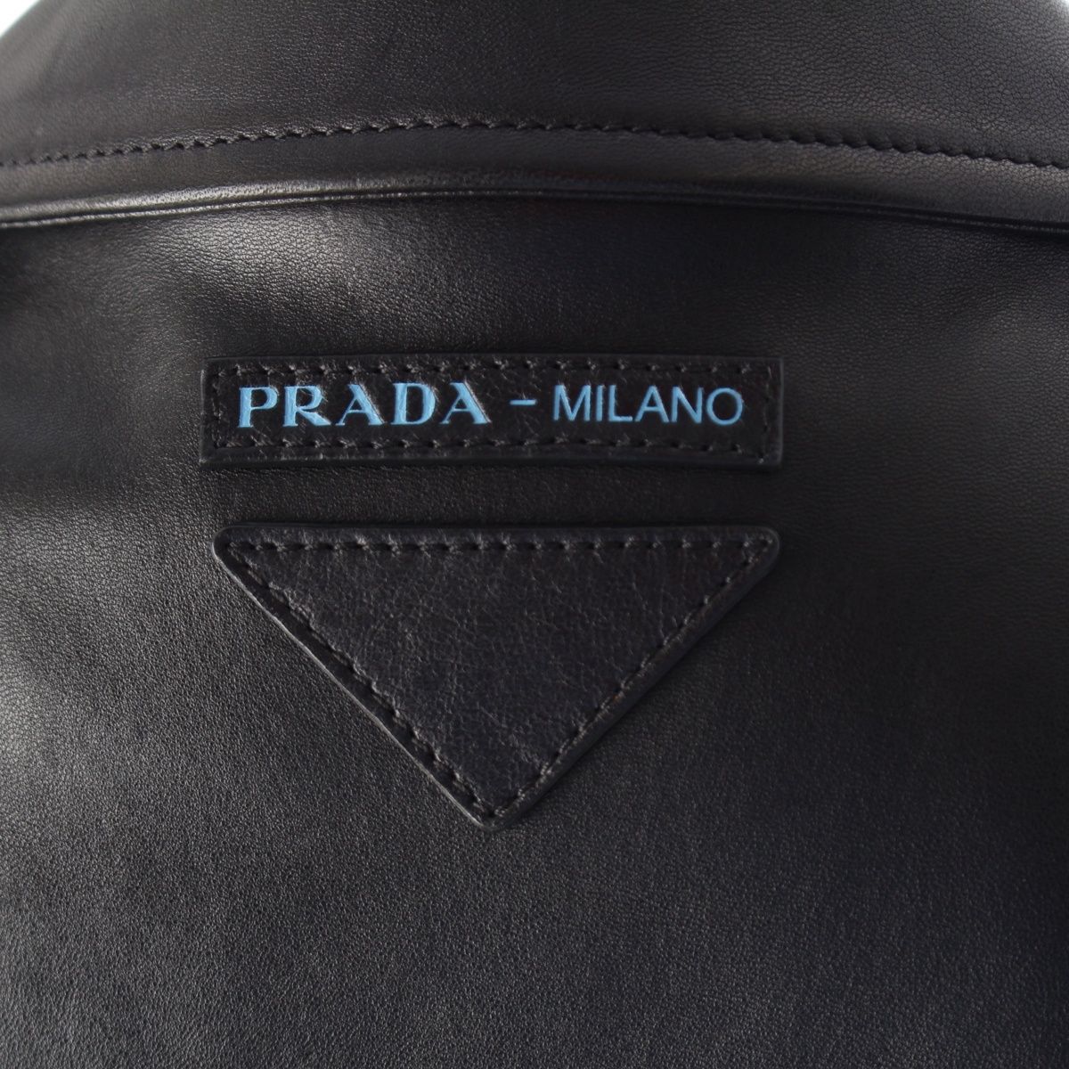 Prada Nappa Leather Triangle Patch Rider's Jacket Black 38 — view 7