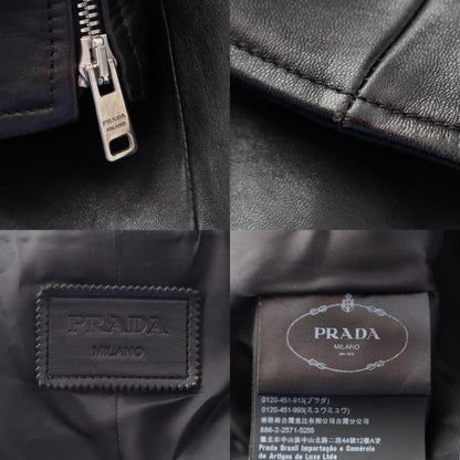 Prada Nappa Leather Triangle Patch Rider's Jacket Black 38 — view 9