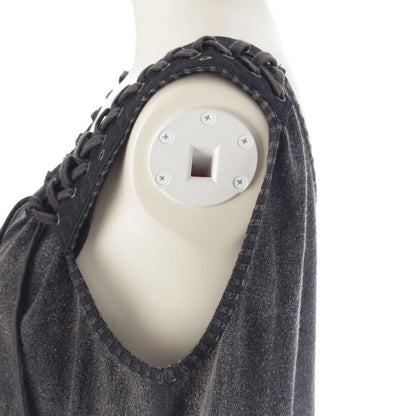 Dior Cotton Galliano Lace Up Logo Half Zip Knit Top Gray Sweater — view 7