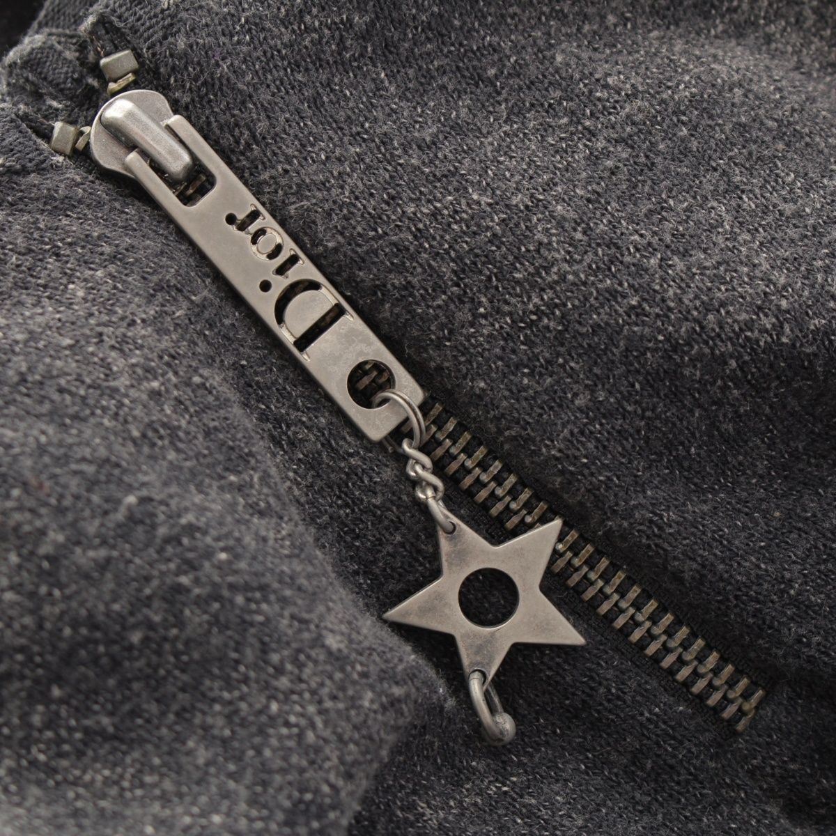 Dior Cotton Galliano Lace Up Logo Half Zip Knit Top Gray Sweater — view 8