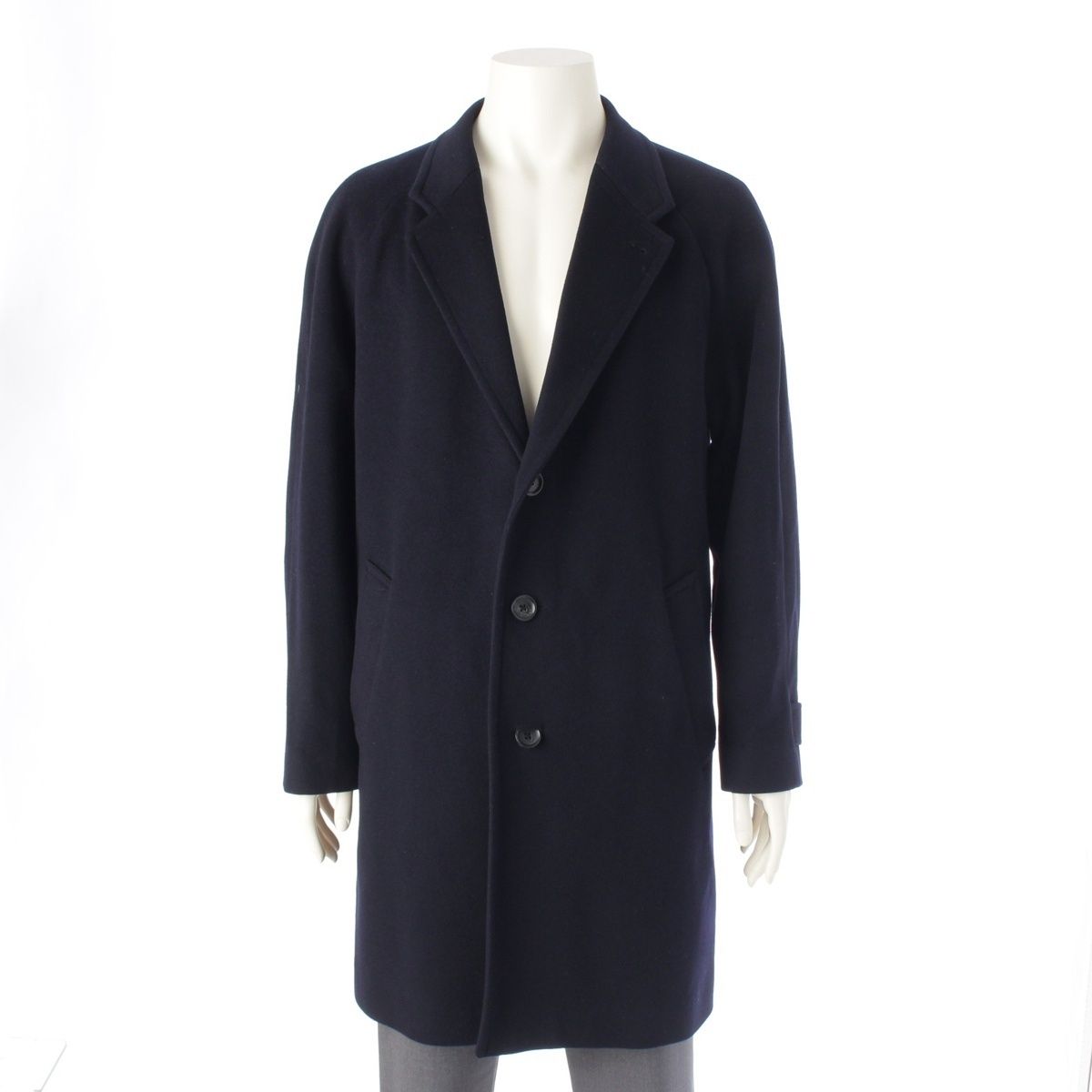 Loro Piana Supreme Wool Over Chess Star Coat Navy