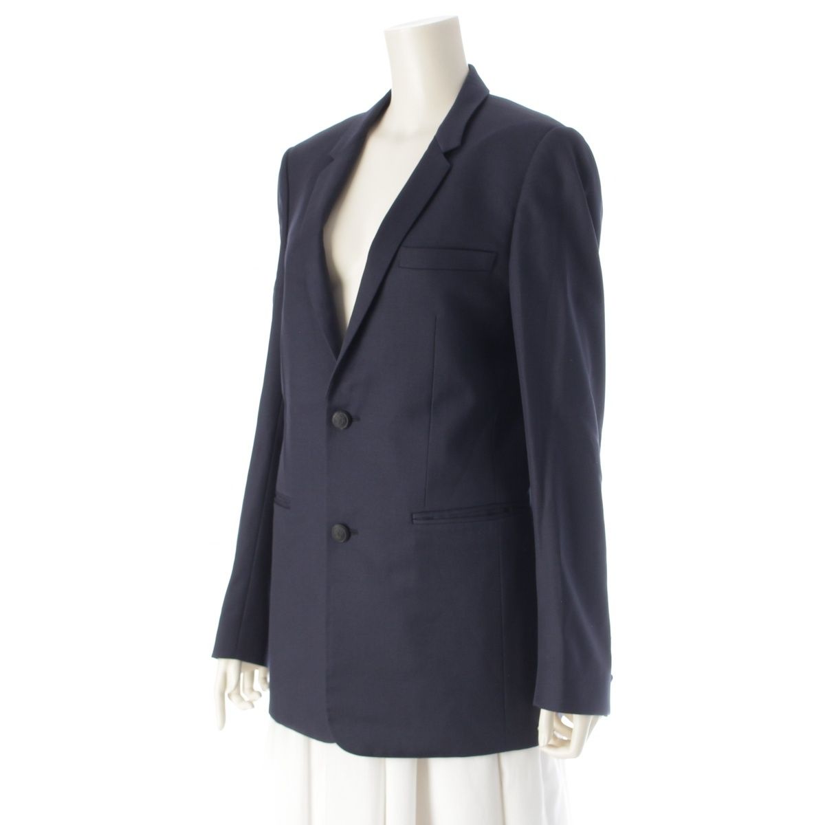 Dior Wool Cupro Single Tailored Jacket Top Navy 46 — view 2