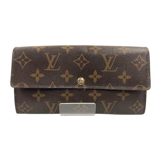 Louis Vuitton Monogram Pochette Porte Monet Cles Bifold Wallet Brown