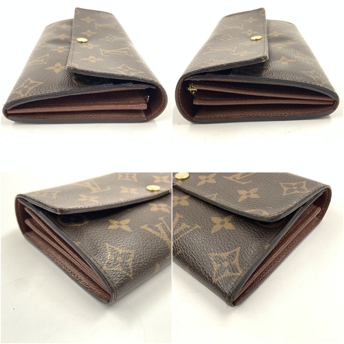 Louis Vuitton Monogram Pochette Porte Monet Cles Bifold Wallet Brown — view 4