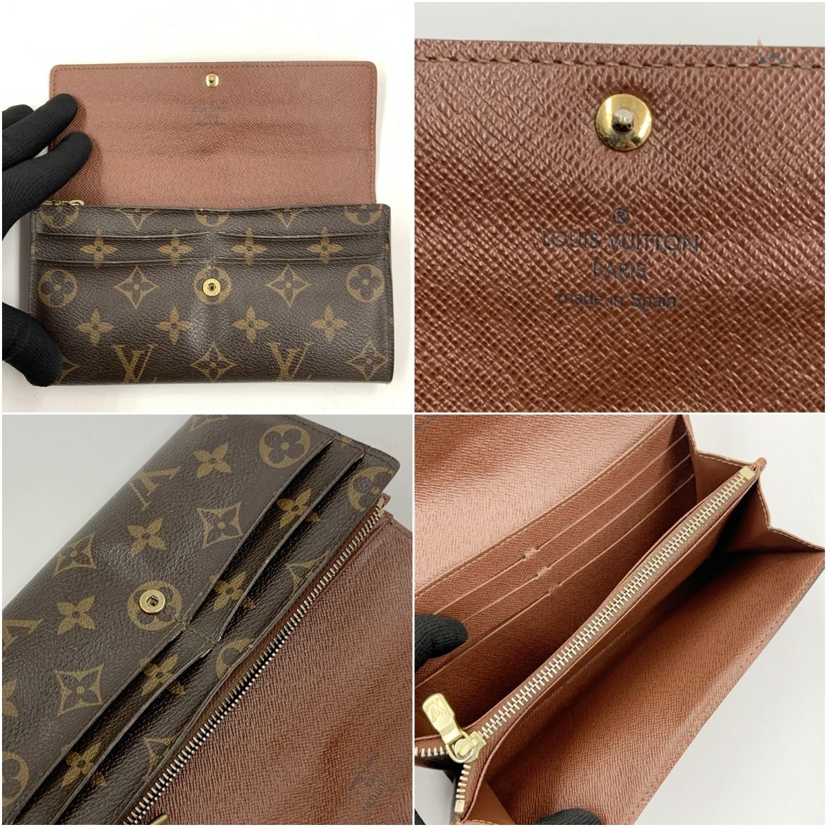 Louis Vuitton Monogram Pochette Porte Monet Cles Bifold Wallet Brown — view 5