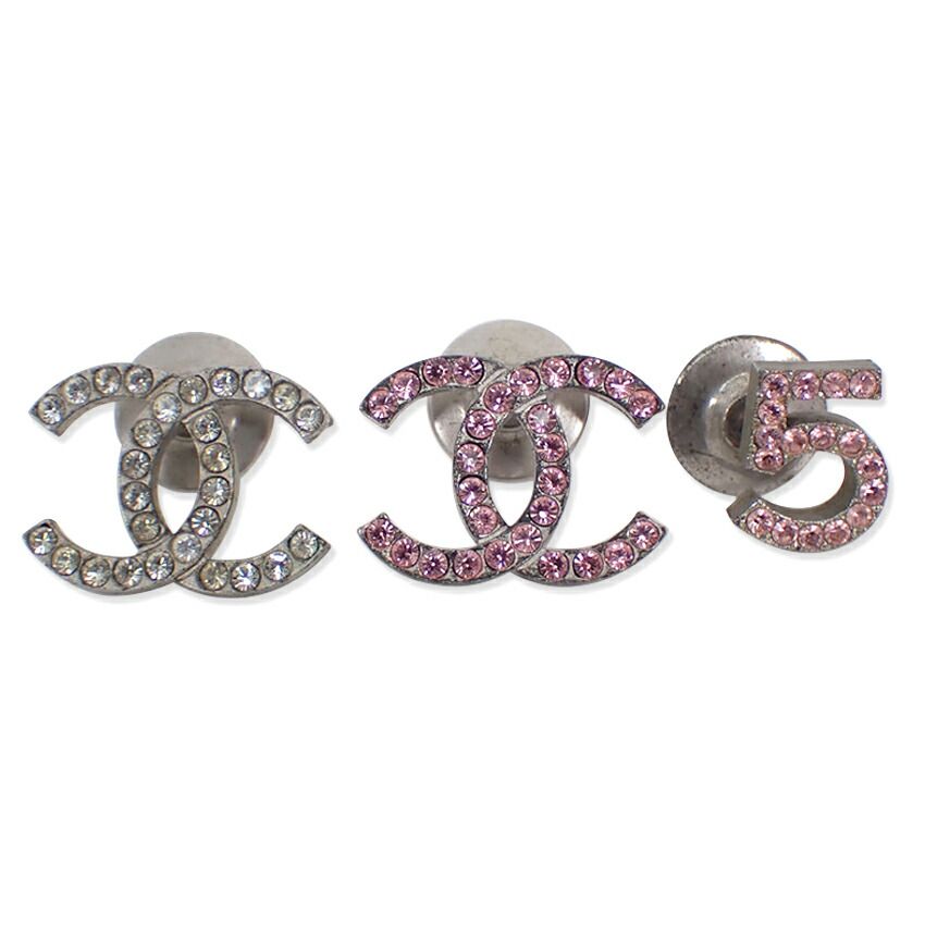 Chanel CC Logo Pin Brooch 3 Piece Set