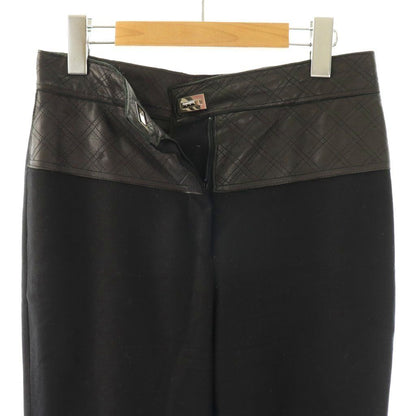 Chanel Wide Pants Cashmere Blend Leather Trim Turnlock 36 Black ES — view 3