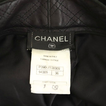 Chanel Wide Pants Cashmere Blend Leather Trim Turnlock 36 Black ES — view 5