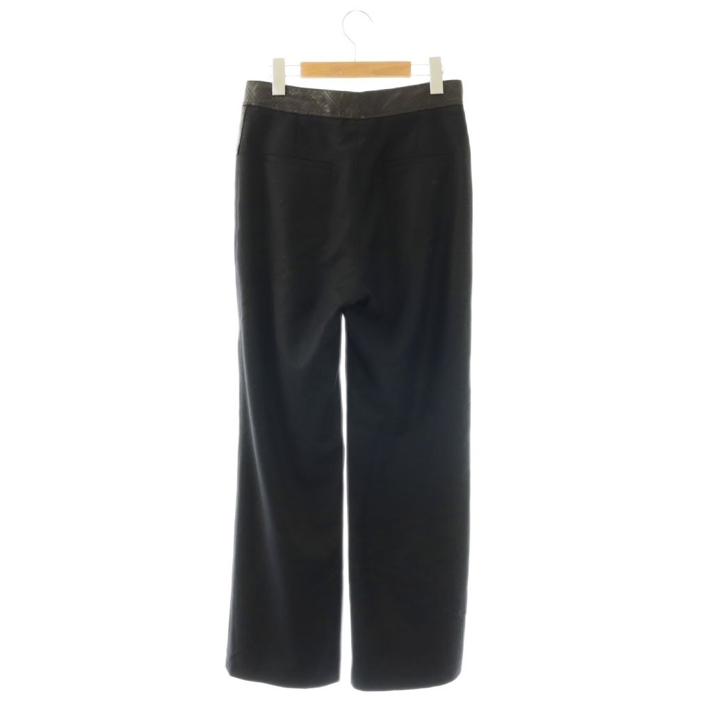 Chanel Wide Pants Cashmere Blend Leather Trim Turnlock 36 Black ES — view 2