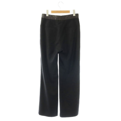 Chanel Wide Pants Cashmere Blend Leather Trim Turnlock 36 Black ES — view 2
