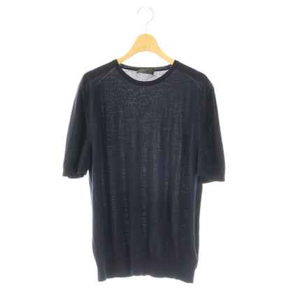 Prada Summer Knit Sweater Short Sleeve Wool 52 Dark Navy ES