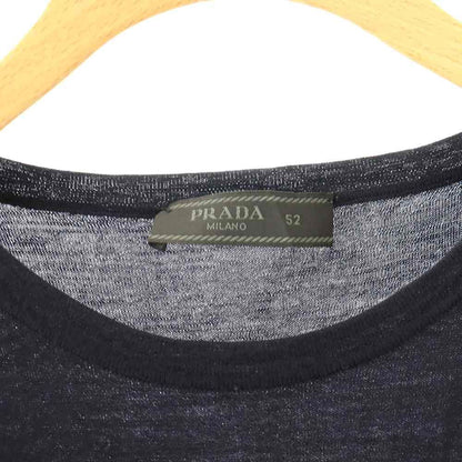 Prada Summer Knit Sweater Short Sleeve Wool 52 Dark Navy ES — view 5
