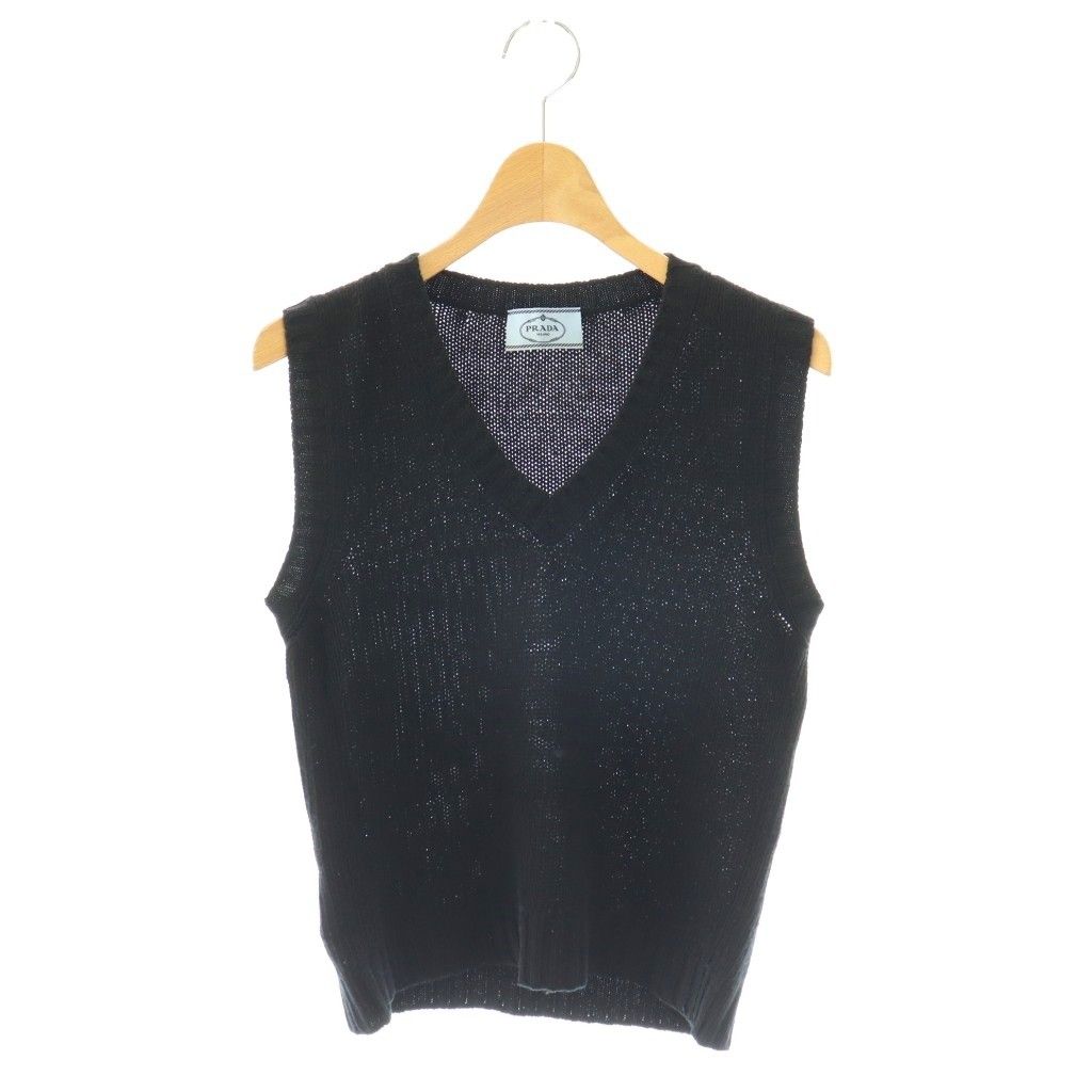 Prada Vest Knit Cashmere Blend 38 Black ES