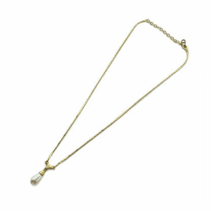 Dior Necklace Line Stone Faux Pearl Gold — view 4