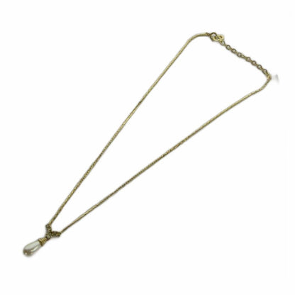 Dior Necklace Line Stone Faux Pearl Gold — view 3