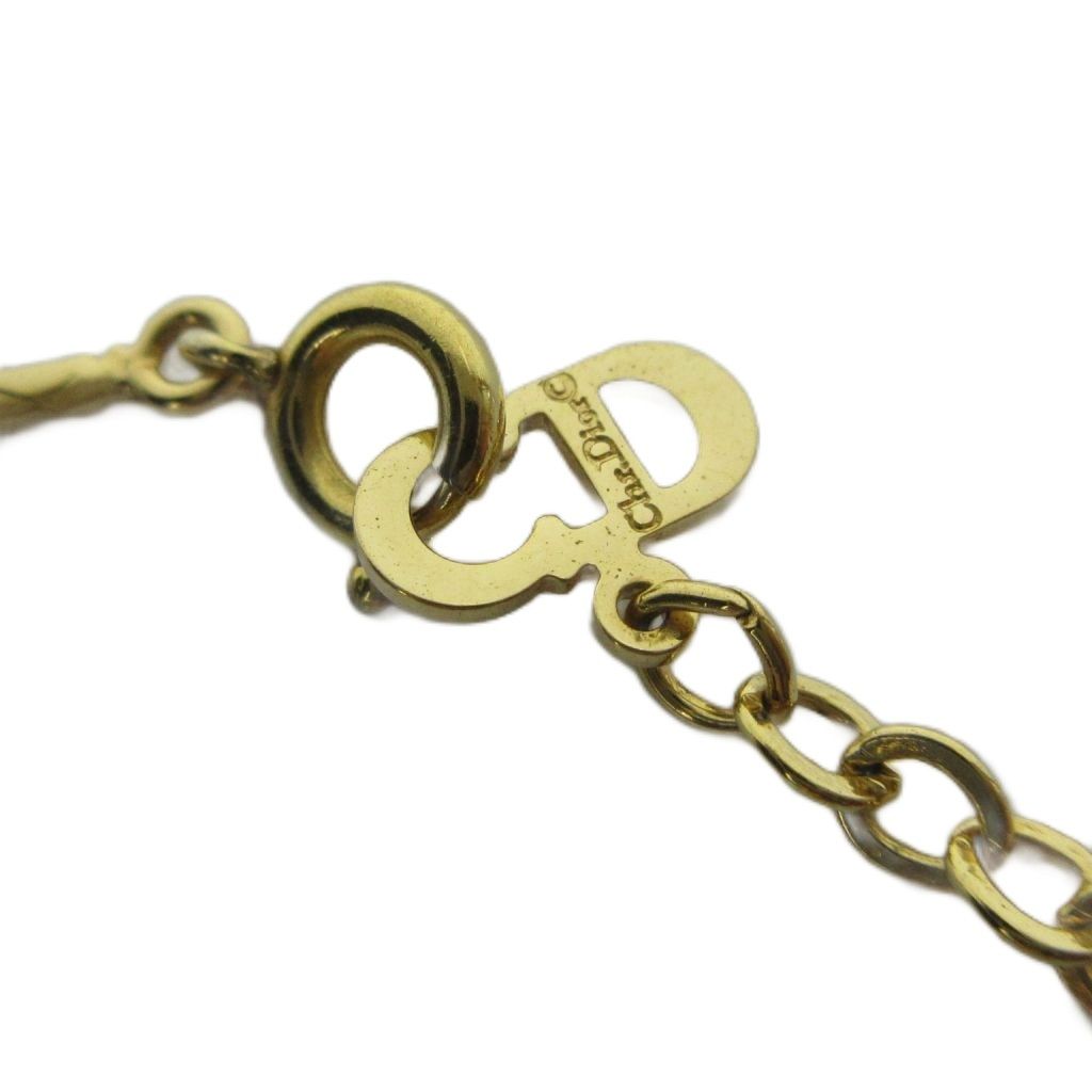 Dior Necklace Line Stone Faux Pearl Gold — view 5