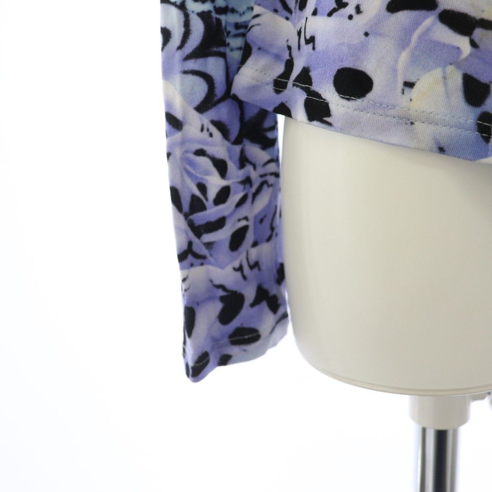 Versace Jacket Zip Up Stretch All Over Pattern Neck 44 Blue Purple BB — view 6