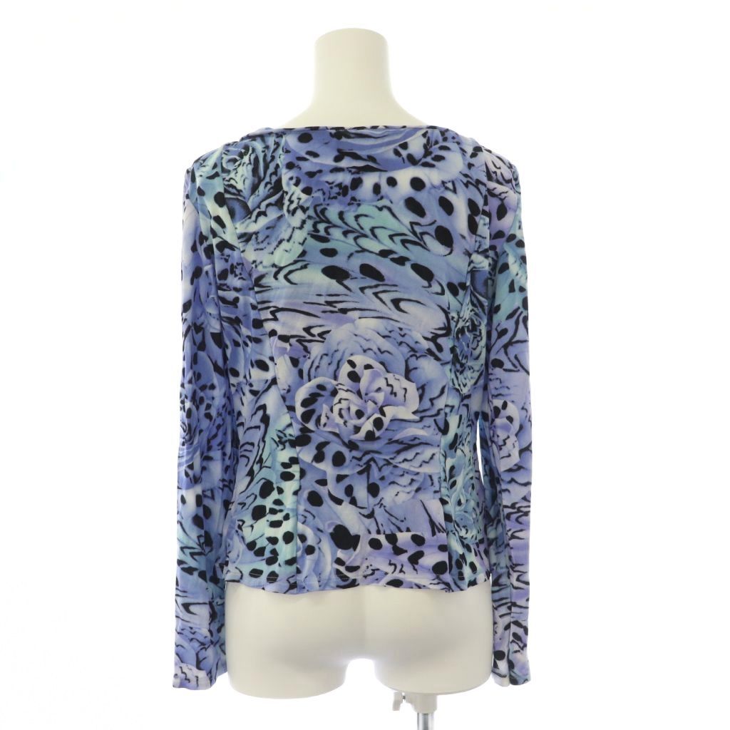 Versace Jacket Zip Up Stretch All Over Pattern Neck 44 Blue Purple BB — view 3