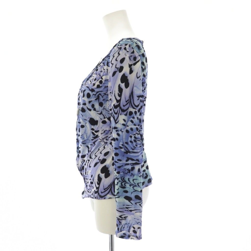 Versace Jacket Zip Up Stretch All Over Pattern Neck 44 Blue Purple BB — view 2