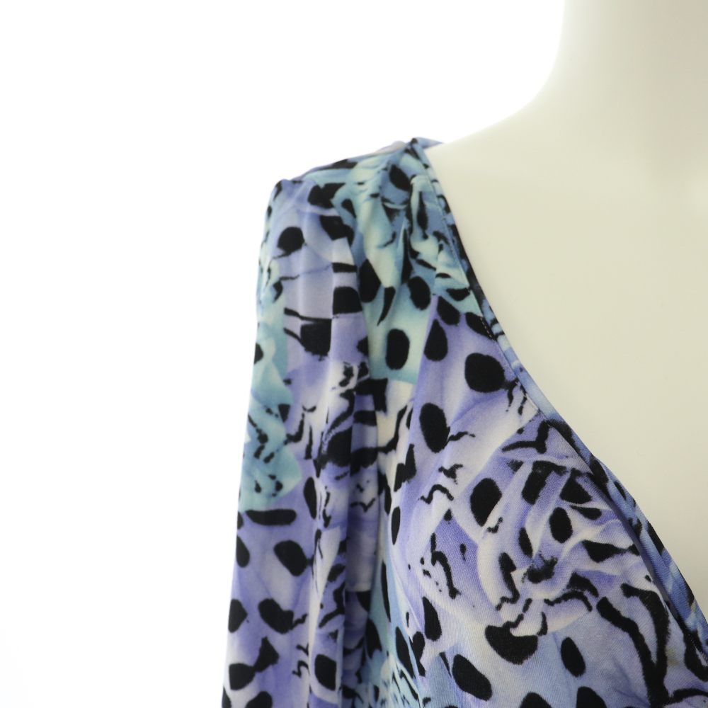 Versace Jacket Zip Up Stretch All Over Pattern Neck 44 Blue Purple BB — view 5