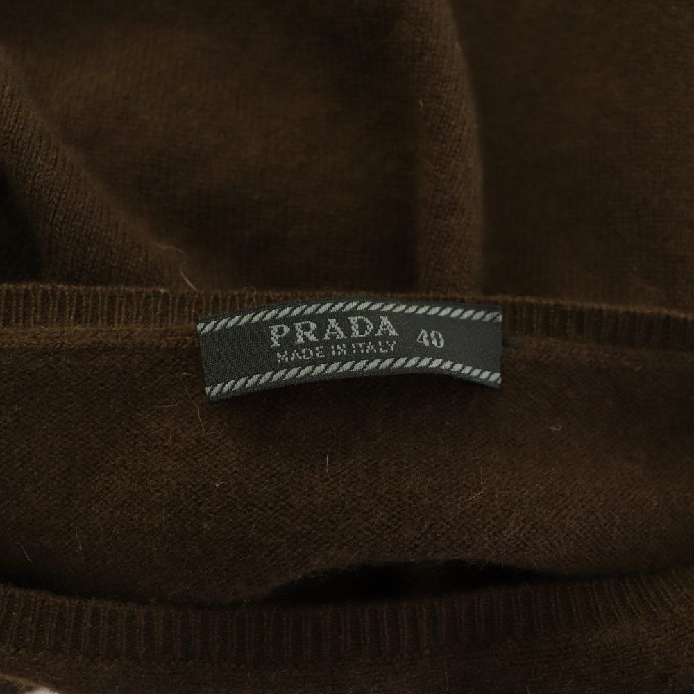 Prada Knit Sweater Half Sleeve Neck One Color 40 Brown BB — view 4