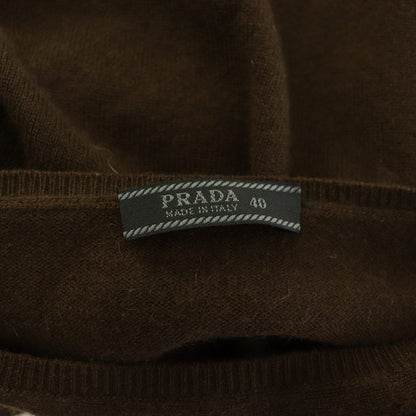 Prada Knit Sweater Half Sleeve Neck One Color 40 Brown BB — view 4
