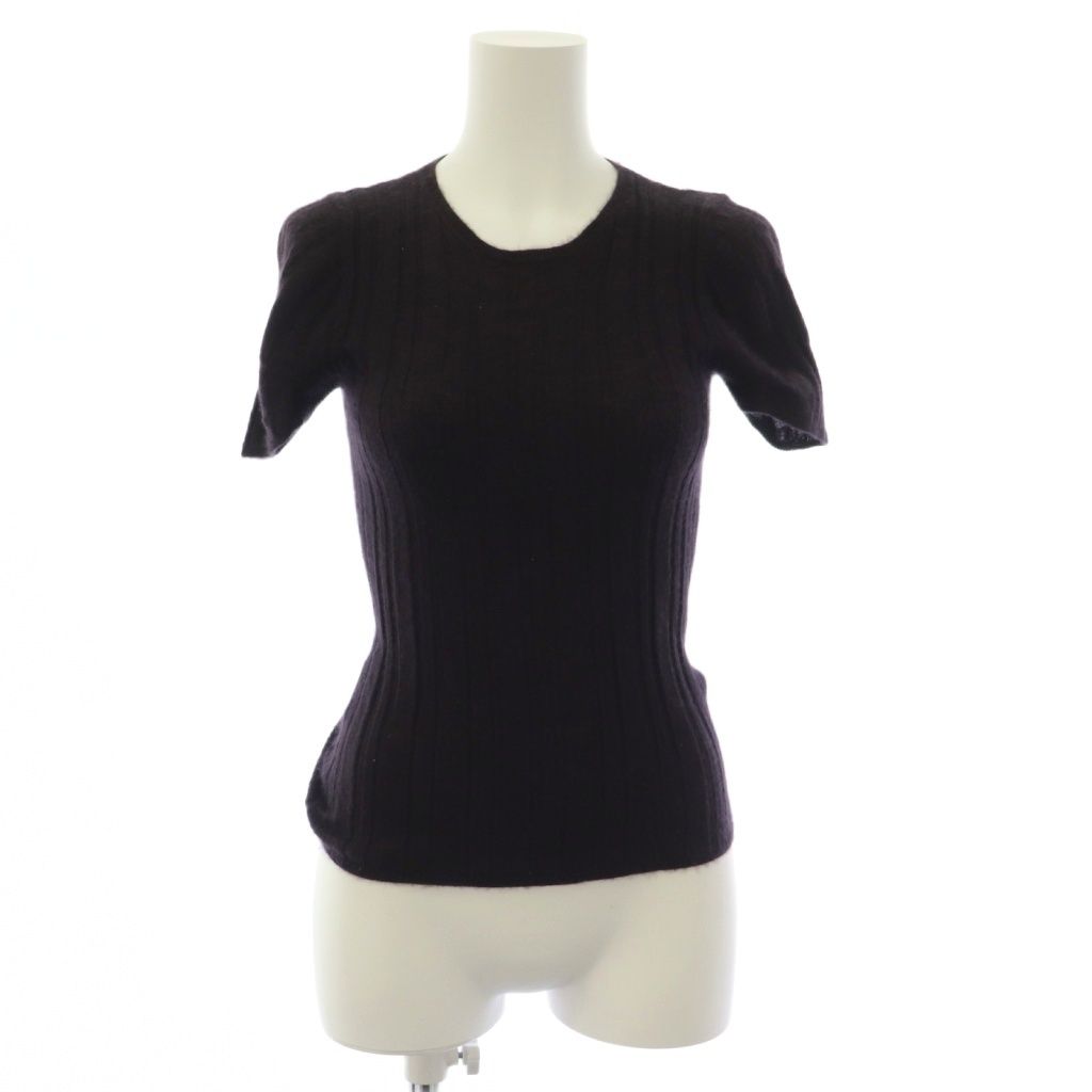 Prada Knit Sweater Short Sleeve Cashmere Silk 40 Purple BB