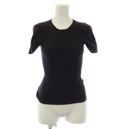 Prada Knit Sweater Short Sleeve Cashmere Silk 40 Purple BB