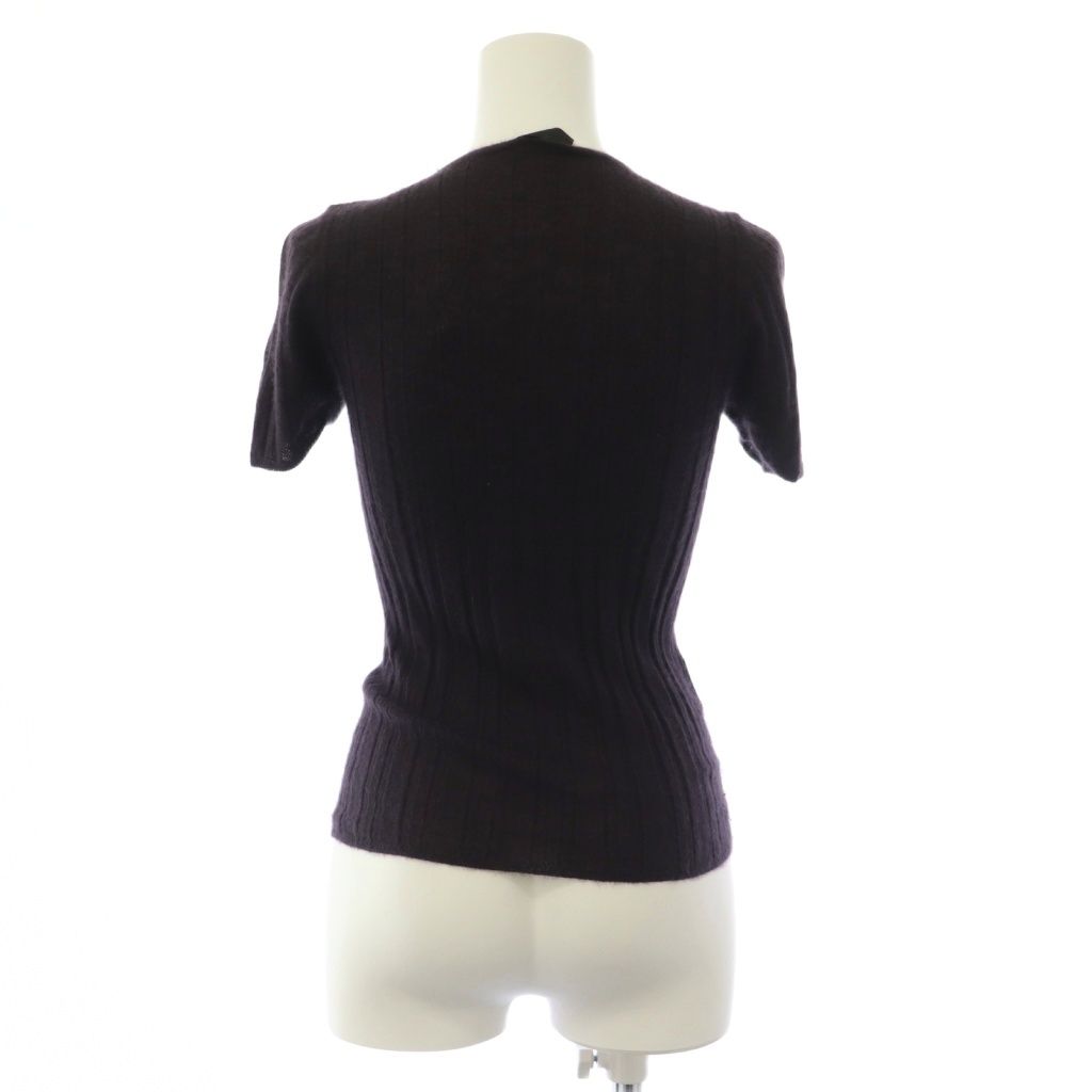 Prada Knit Sweater Short Sleeve Cashmere Silk 40 Purple BB — view 3