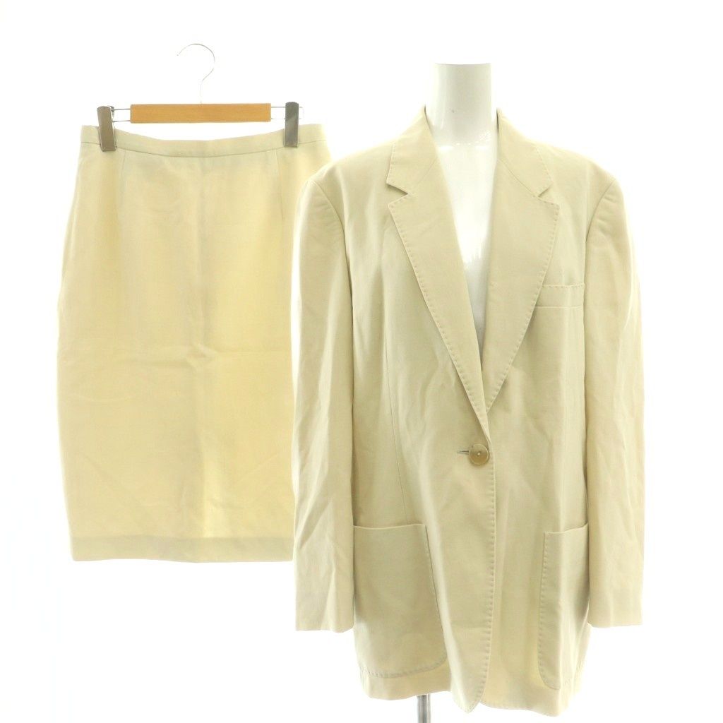 Max Mara White Tag Jacket & Skirt Set Tailored Tight 44 Light Beige CX