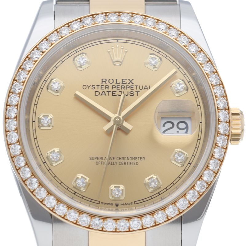 Rolex Datejust 36 Watch Diamond Bezel Oyster Box 18k Yellow Gold