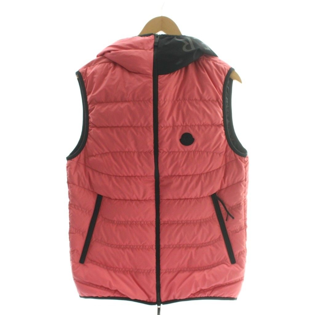 Moncler Nuviera Vest Nubiera Down Jacket Zip Up Logo Bicolor 1 Pink Black CX