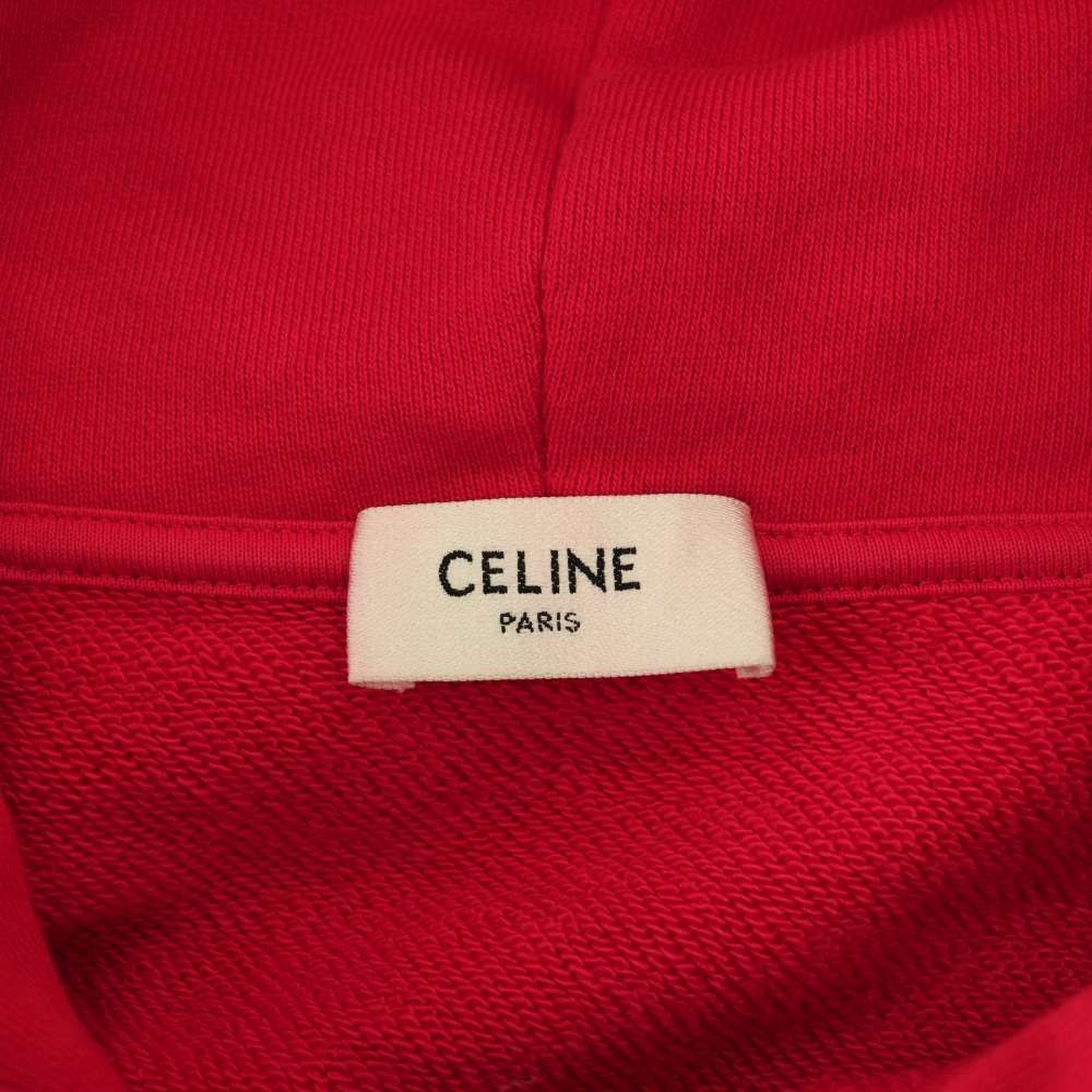 Celine Hoodie Sweatshirt Logo M Red CX AD — view 3