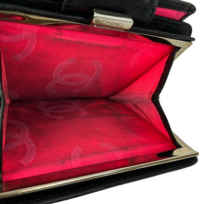 Chanel Bifold Wallet Cambon Line Black Silver Clasp Leather Lambskin — view 4