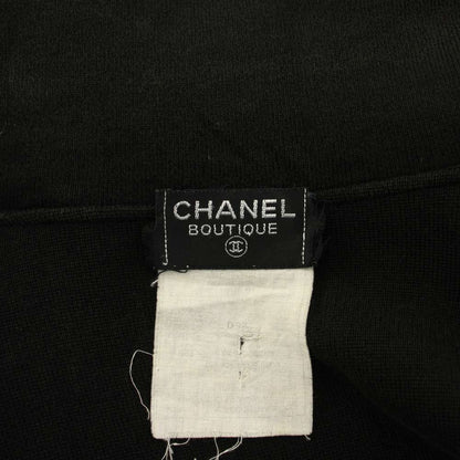 Chanel Knit Cardigan Topper Short Sleeve CC Logo Button Black Beige YT — view 4