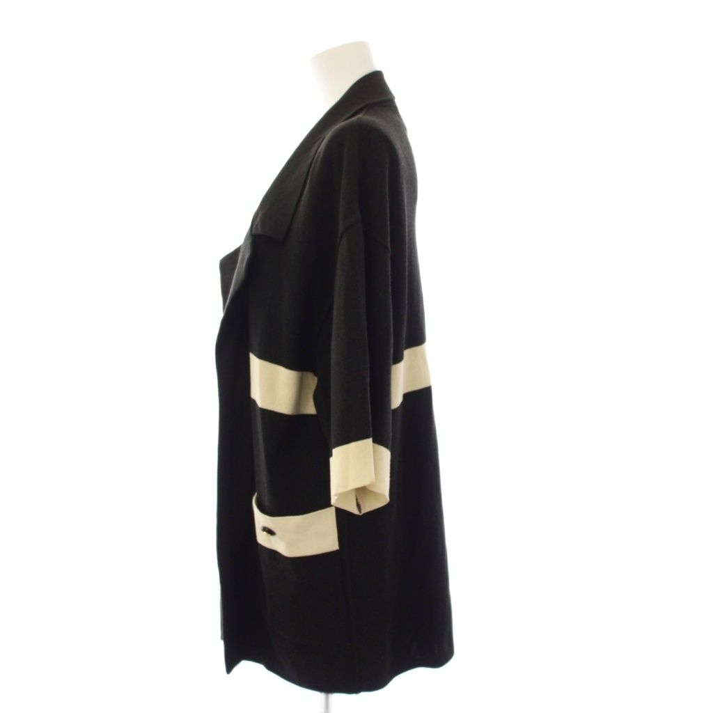 Chanel Knit Cardigan Topper Short Sleeve CC Logo Button Black Beige YT — view 2