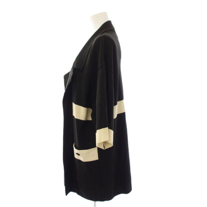 Chanel Knit Cardigan Topper Short Sleeve CC Logo Button Black Beige YT — view 2