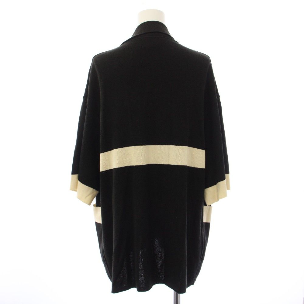 Chanel Knit Cardigan Topper Short Sleeve CC Logo Button Black Beige YT — view 3