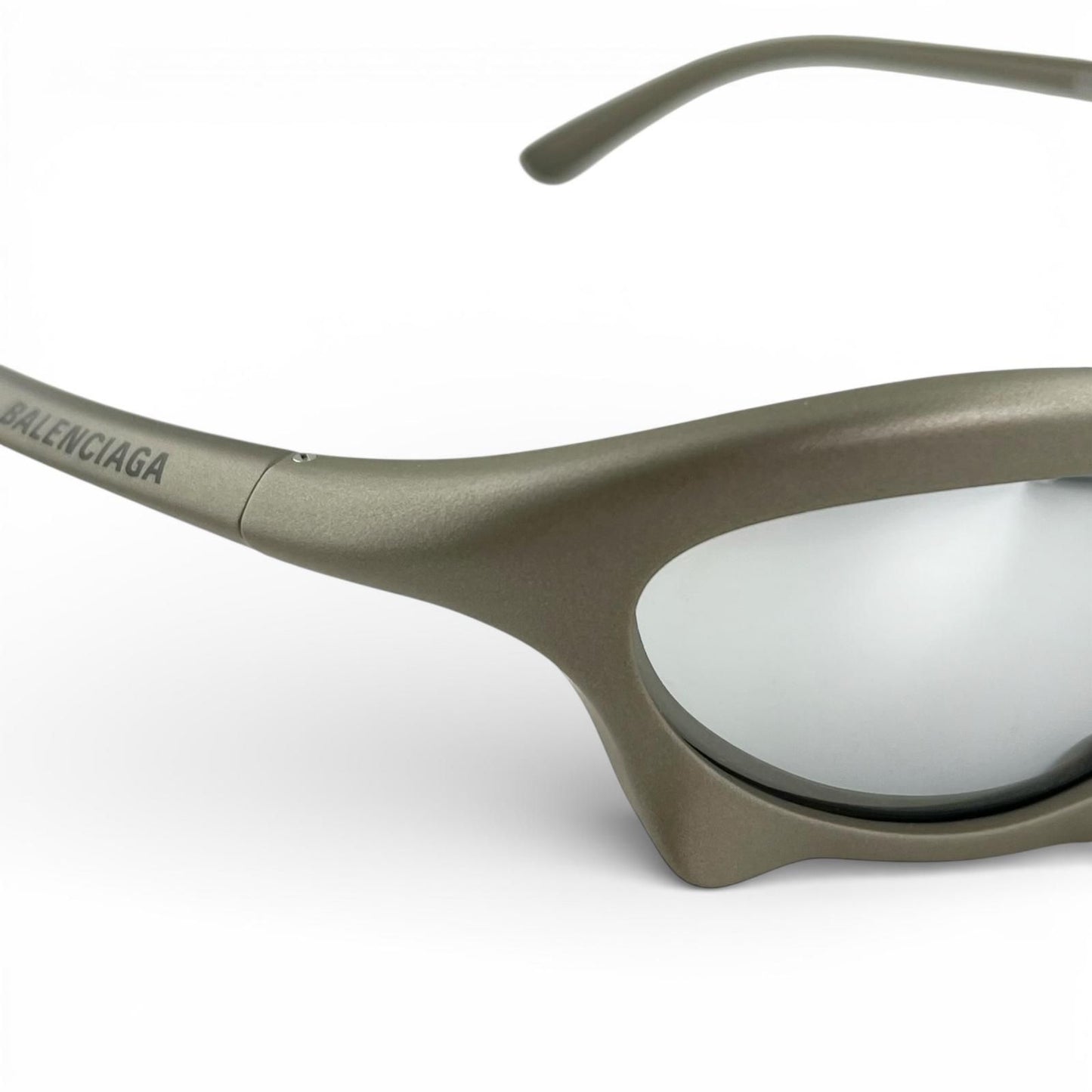 Balenciaga Mirror Lens Metallic Sunglasses Khaki Gray 59x20 Eyewear — view 5
