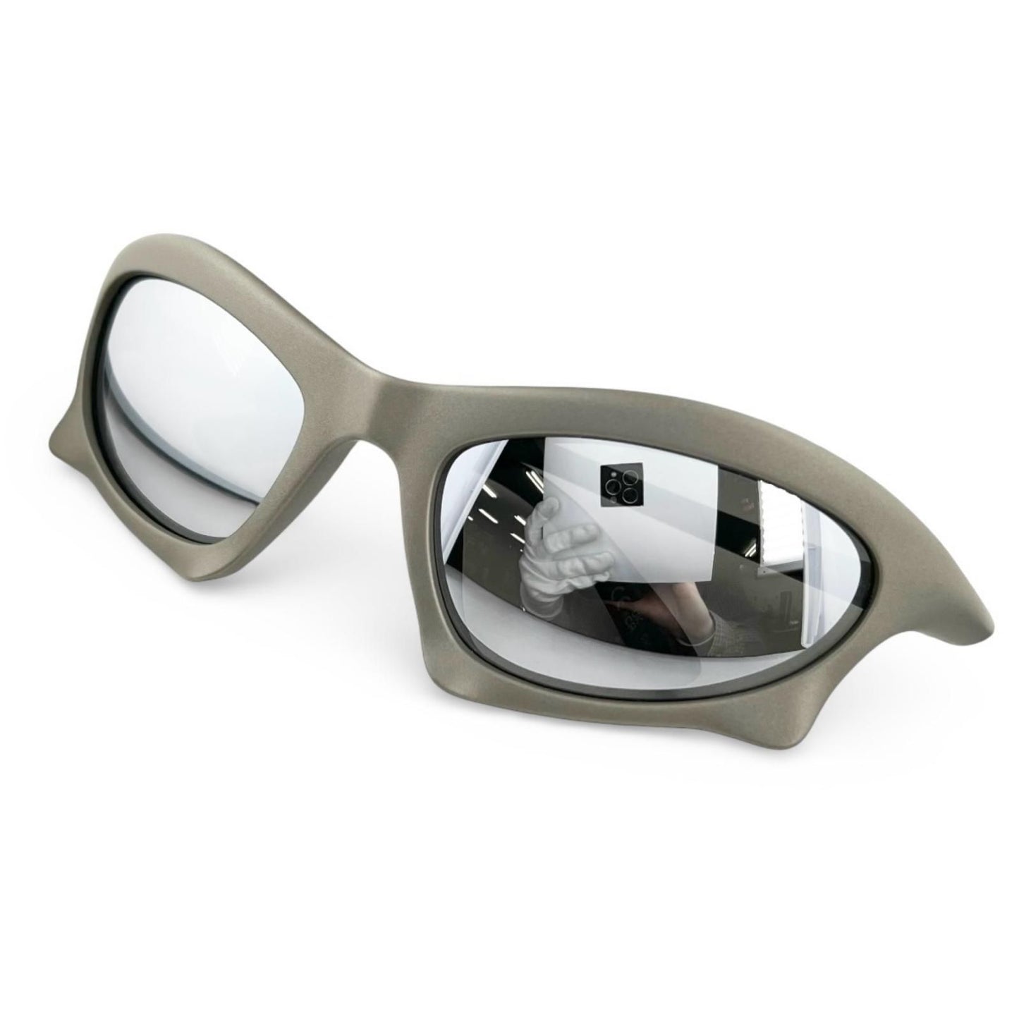 Balenciaga Mirror Lens Metallic Sunglasses Khaki Gray 59x20 Eyewear